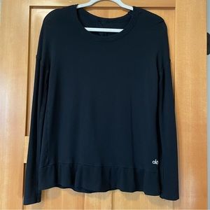 Alo Open Back Black Long-Sleeve top